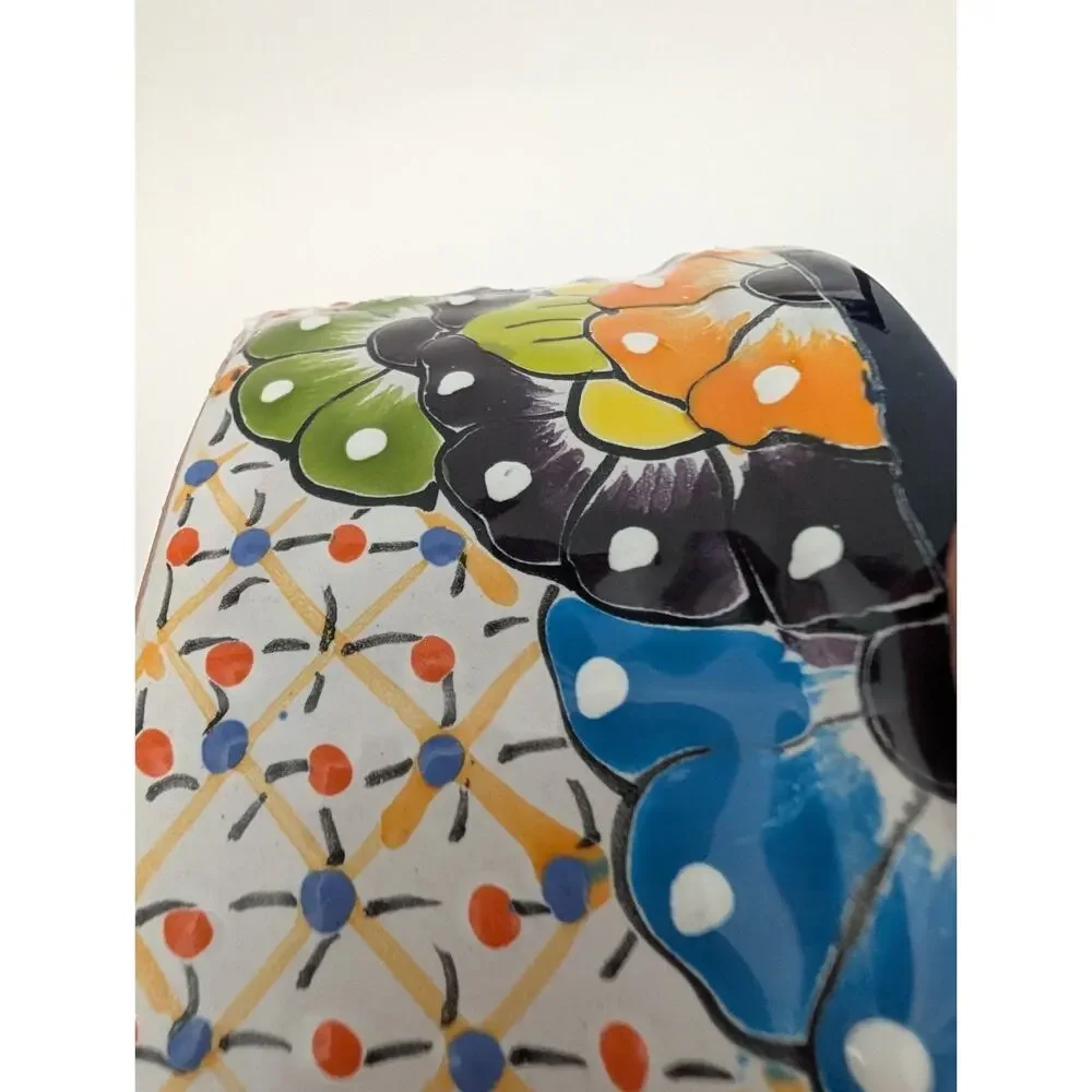 Talavera Pottery Tortilla Warmer Mexican Ceramic Canister Puebla Blue Tortillero